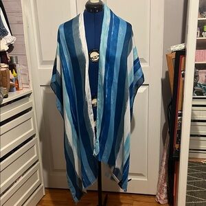 Striped Blue and White Women's Kimono